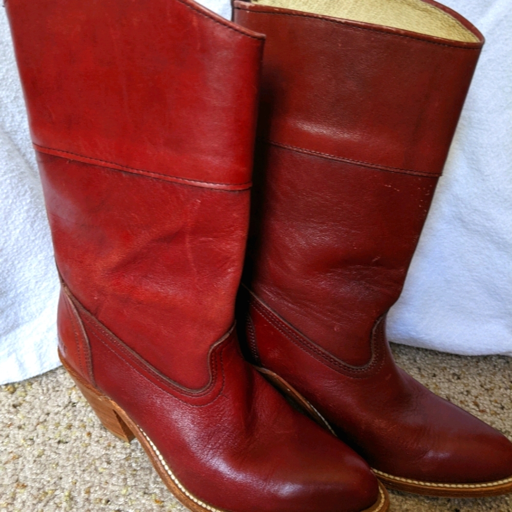 Vintage Frye Western Cowgirl Boots Red